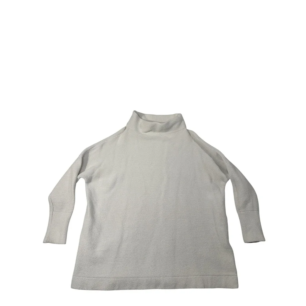 Free People Ottoman Slouchy Tunic Sweater Cream White Mock Neck Ribbed Knit XS/S